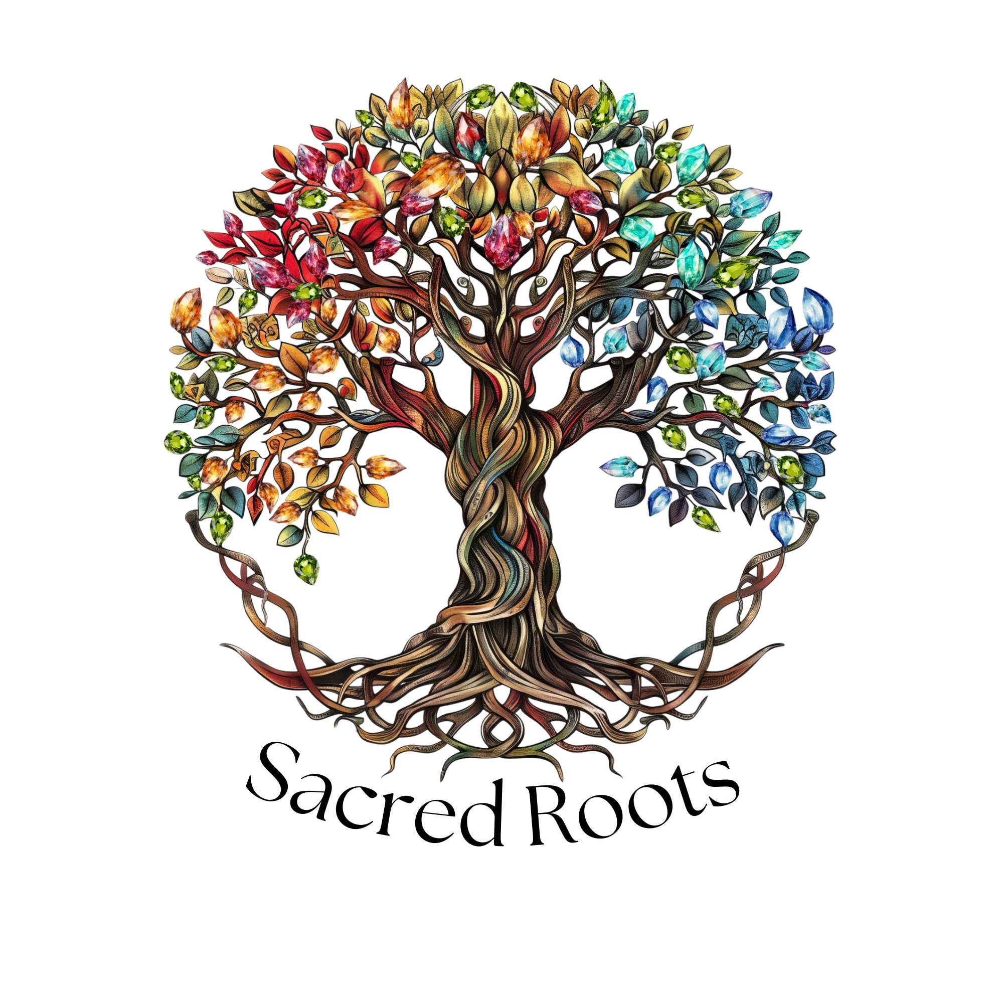 sacred roots logo and name transparent